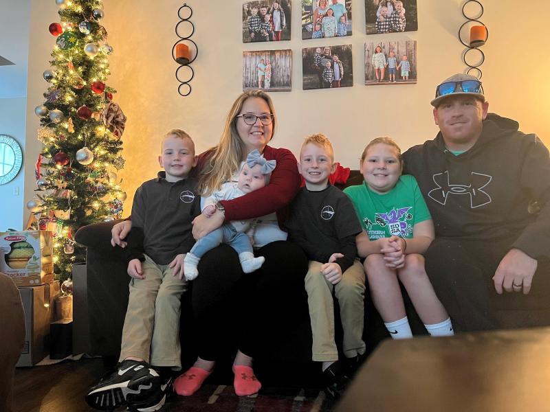 The Duncan family celebrates the excellent care baby Ralynns received at Beebe when she had RSV. Shown are (l-r) Rowen, Rachel, Ralynns, Reid, Olivia and Ricky Duncan. SUBMITTED PHOTO